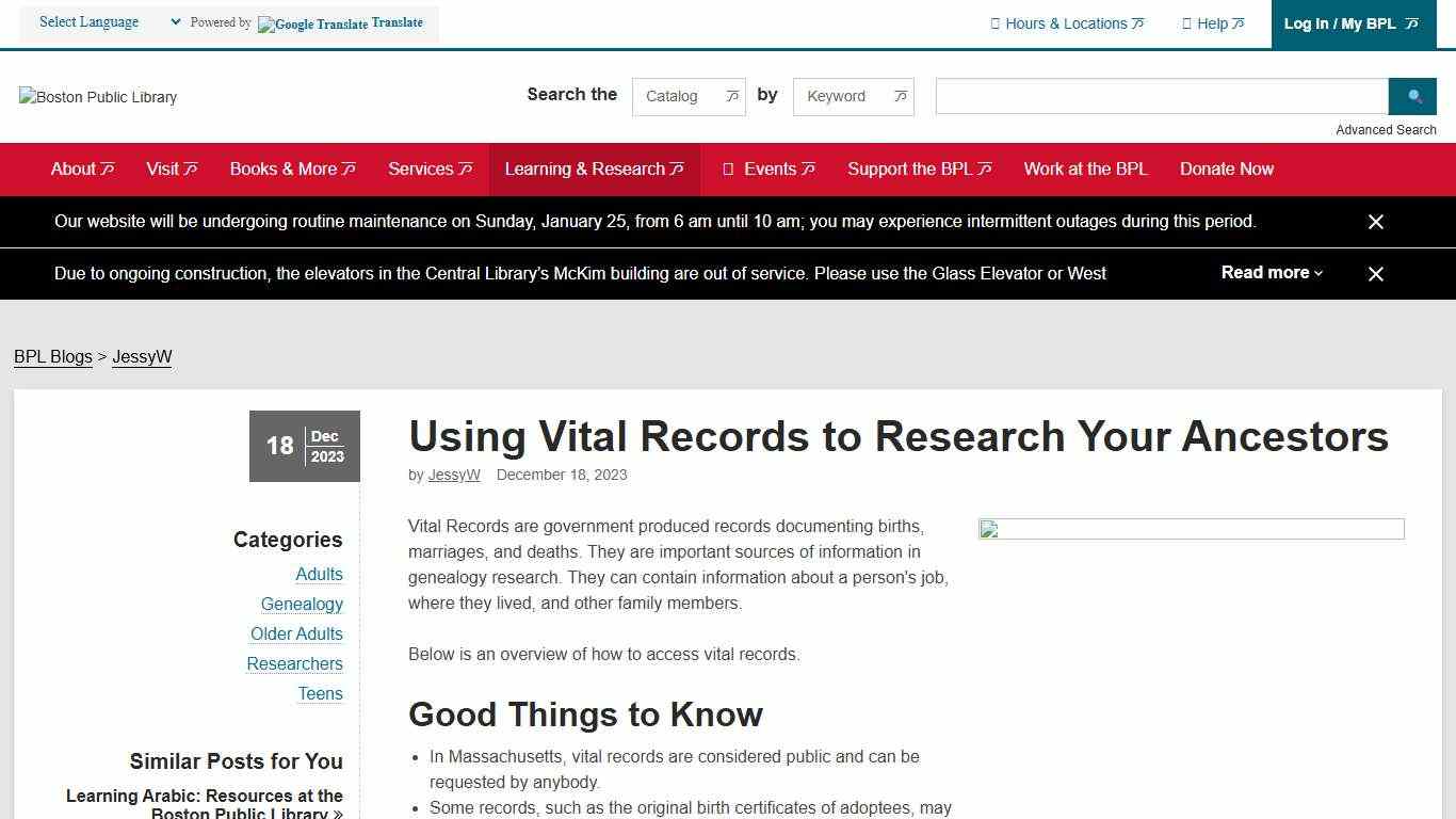 Using Vital Records to Research Your Ancestors Boston Public Library